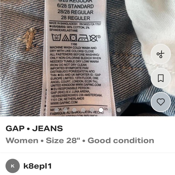 GAP Women's Light Blue Wide Leg Cropped Jeans - Picture 6 of 8